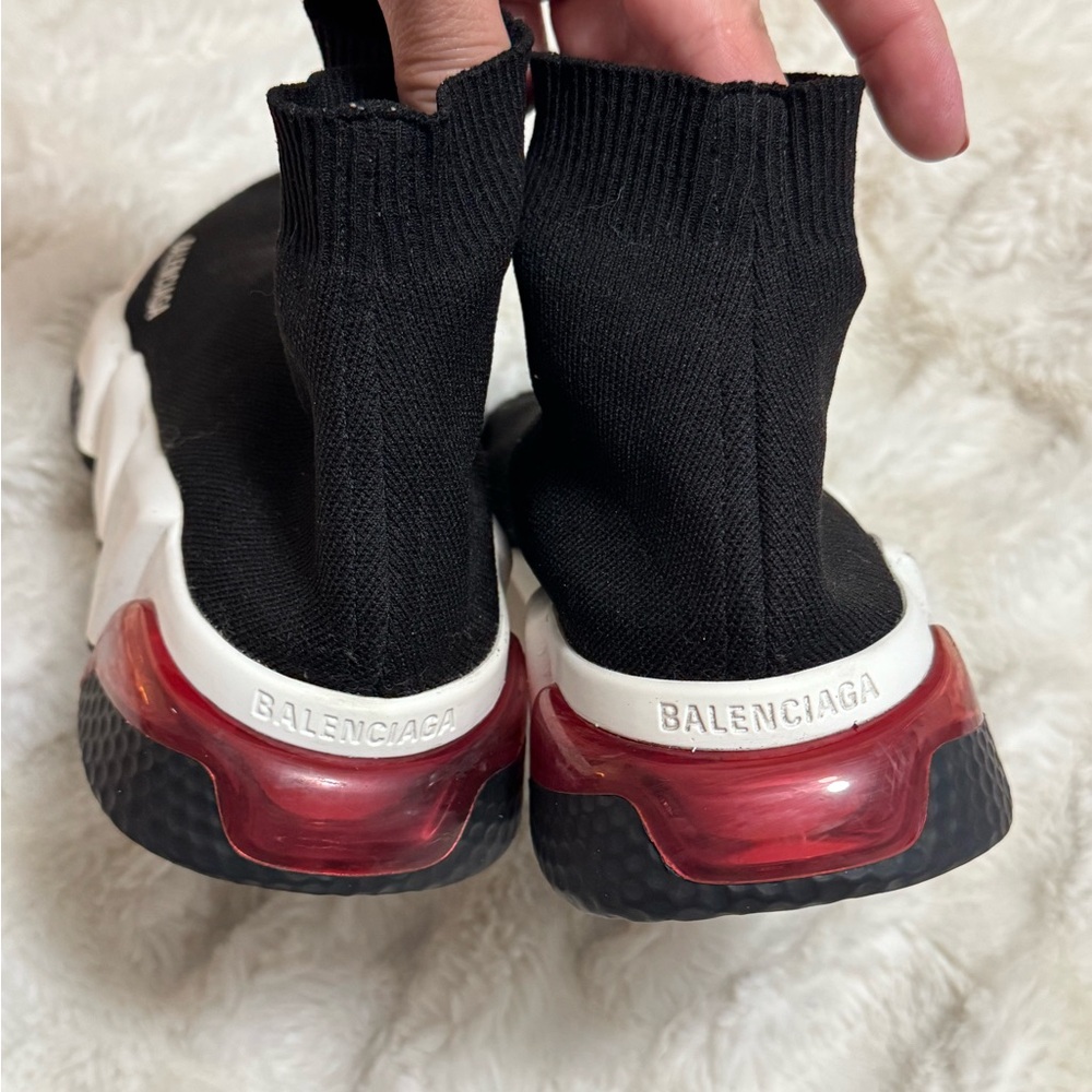 Balenciaga Black and White Knit Sneakers - Picture 5 of 12